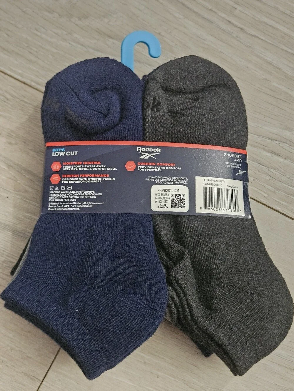 Reebok Performance Training Low Cut Socks 6-Pack Boys Large Shoe Size 4-10 NEW